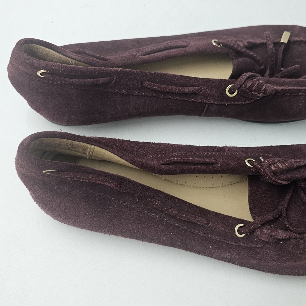 MICHAEL Michael Kors Sutton Suede Moccasin Loafers Plum Size 9 Slip On - Picture 9 of 10